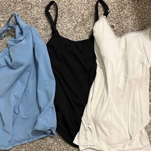 Women's nursing camisoles Trio in Blue, Black, and White